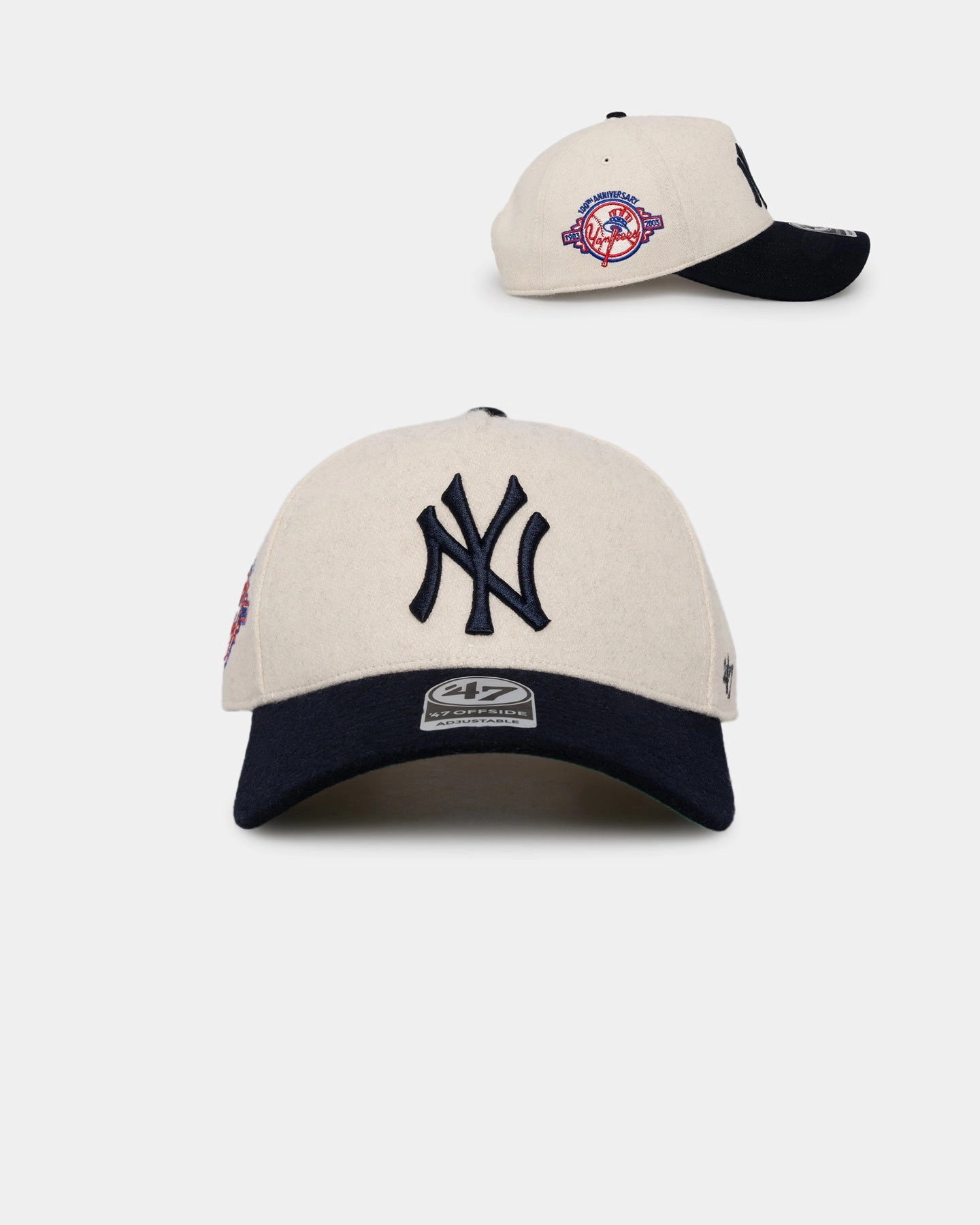 47 Brand New York Yankees 'Wooly Offside DT' Sure Shot Snapback Natural/Navy