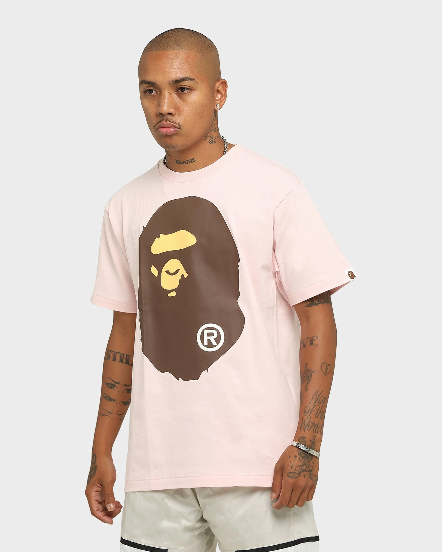 A Bathing Ape Men's Big Ape Head Short Sleeve T-Shirt Pink