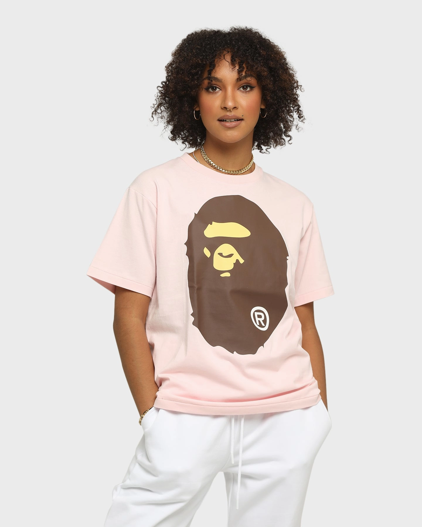 A Bathing Ape Men's Big Ape Head Short Sleeve T-Shirt Pink