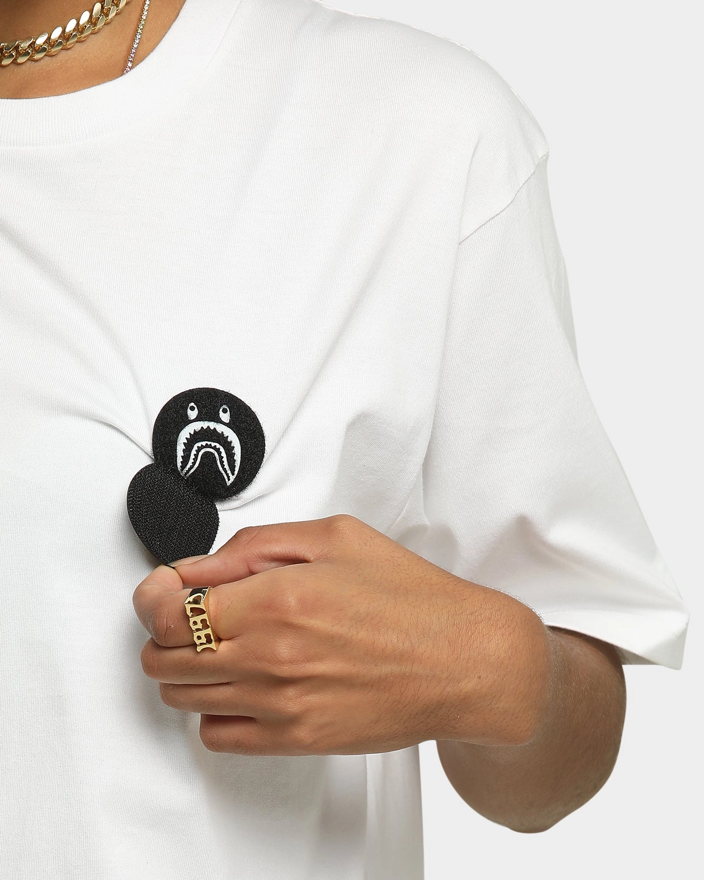 A Bathing Ape Men's Big WGM Shark Emblem Short Sleeve T-Shirt White