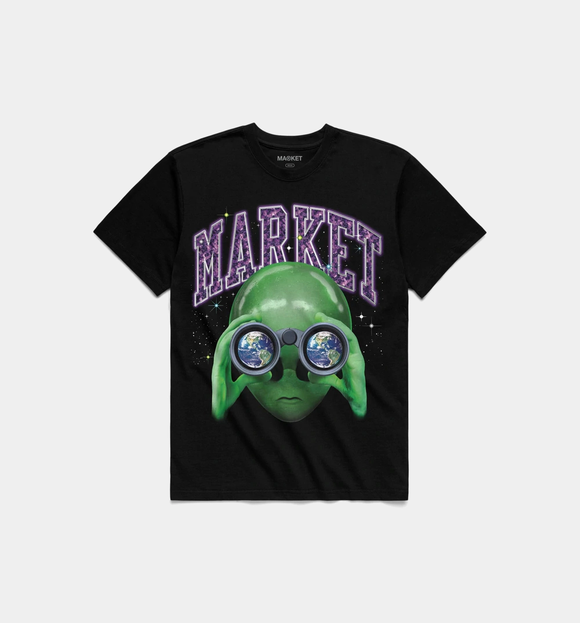 Alien Sightseeing Glow Mens Shirt Sleeve Shirt - Black