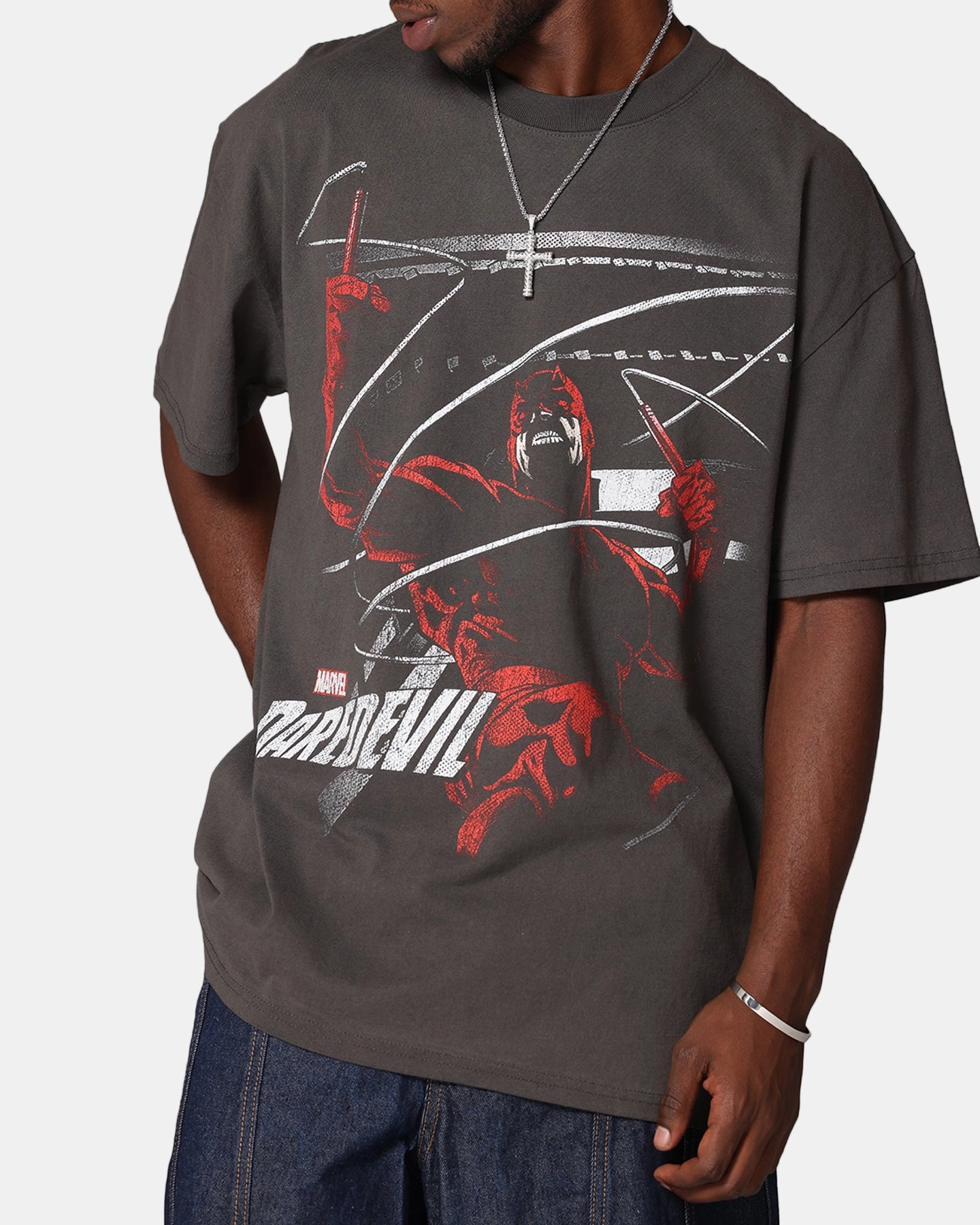 American Thrift Marvel Daredevil Poster Heavy T-Shirt Black Wash