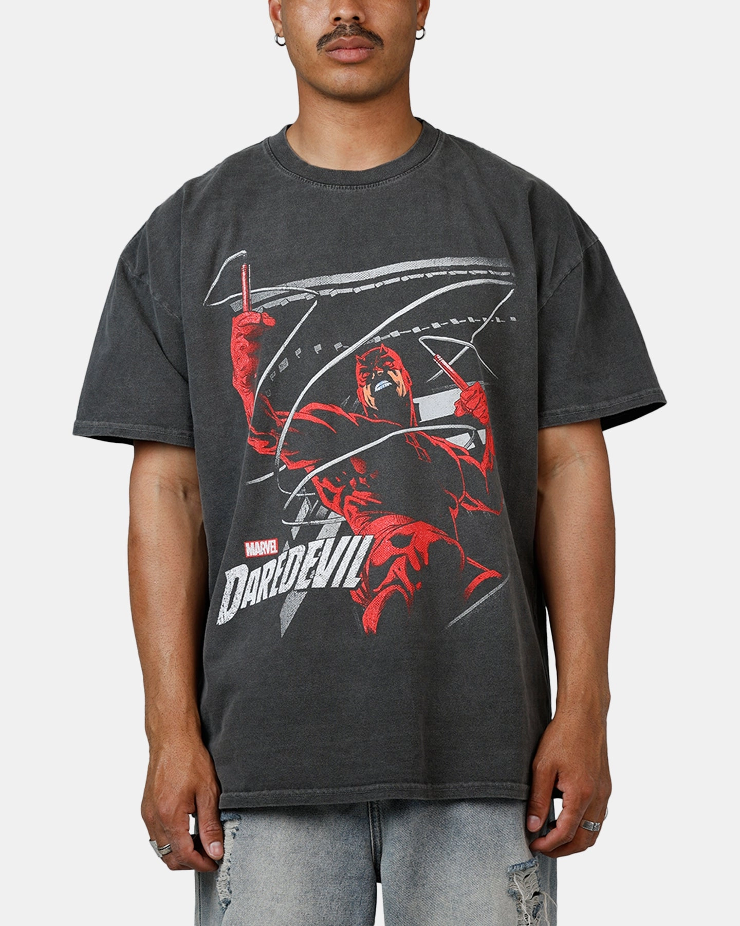 American Thrift Marvel Daredevil Poster Heavyweight T-Shirt Black Wash
