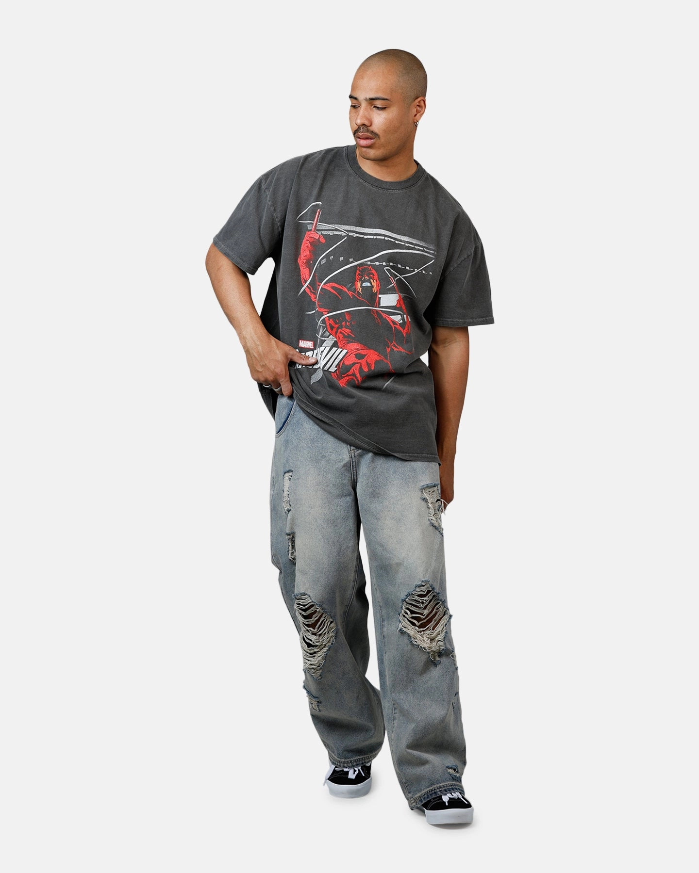 American Thrift Marvel Daredevil Poster Heavyweight T-Shirt Black Wash