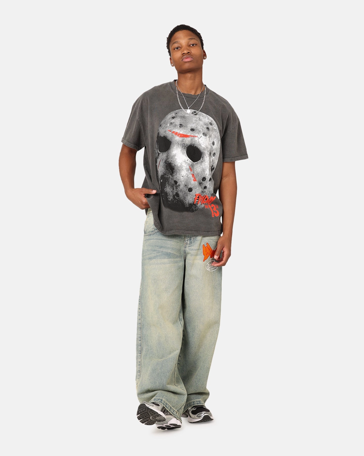 American Thrift X Friday The 13th Jason Mask Vintage T-Shirt Black Wash