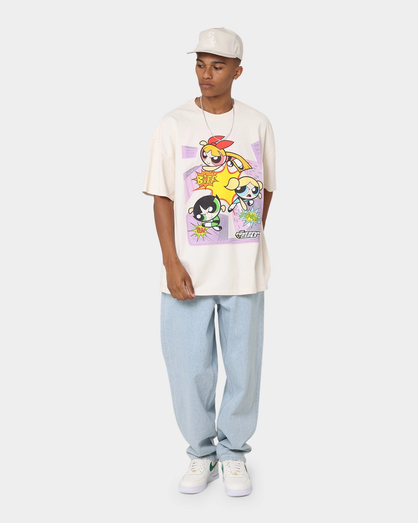 American Thrift X Powerpuff Girls Heavyweight Action Vintage T-Shirt Off White