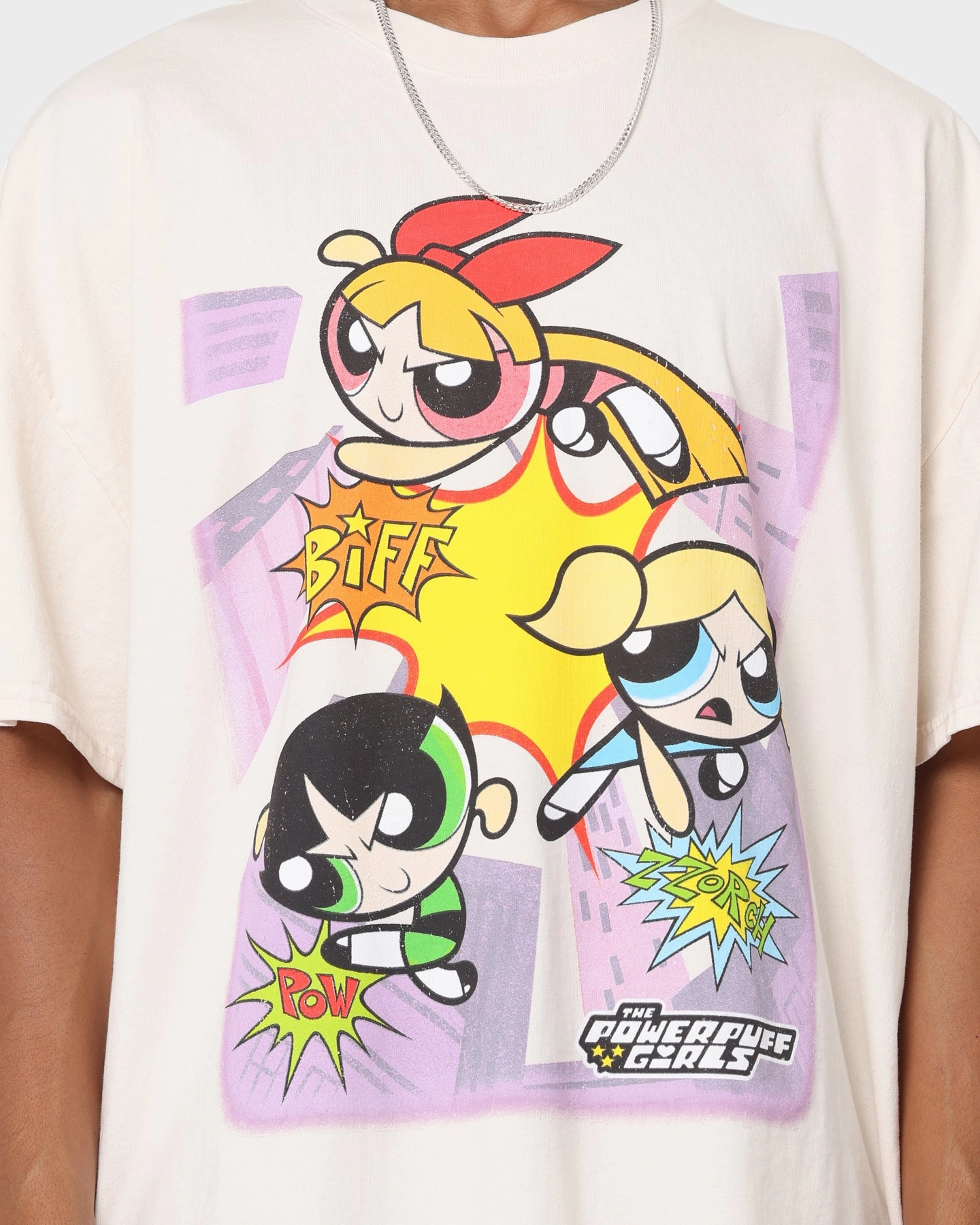 American Thrift X Powerpuff Girls Heavyweight Action Vintage T-Shirt Off White