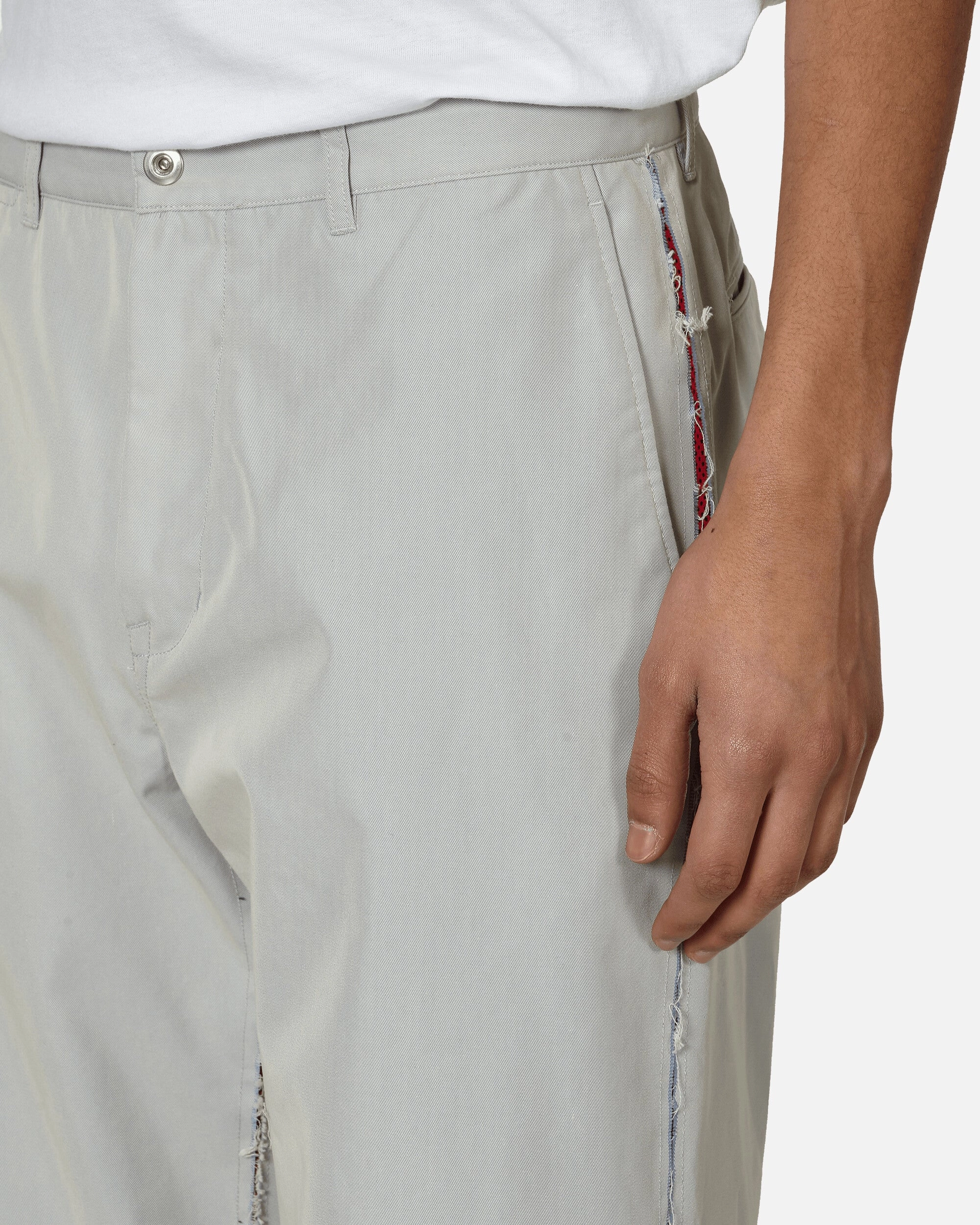 Contrast Mesh Panel Pants Light Grey