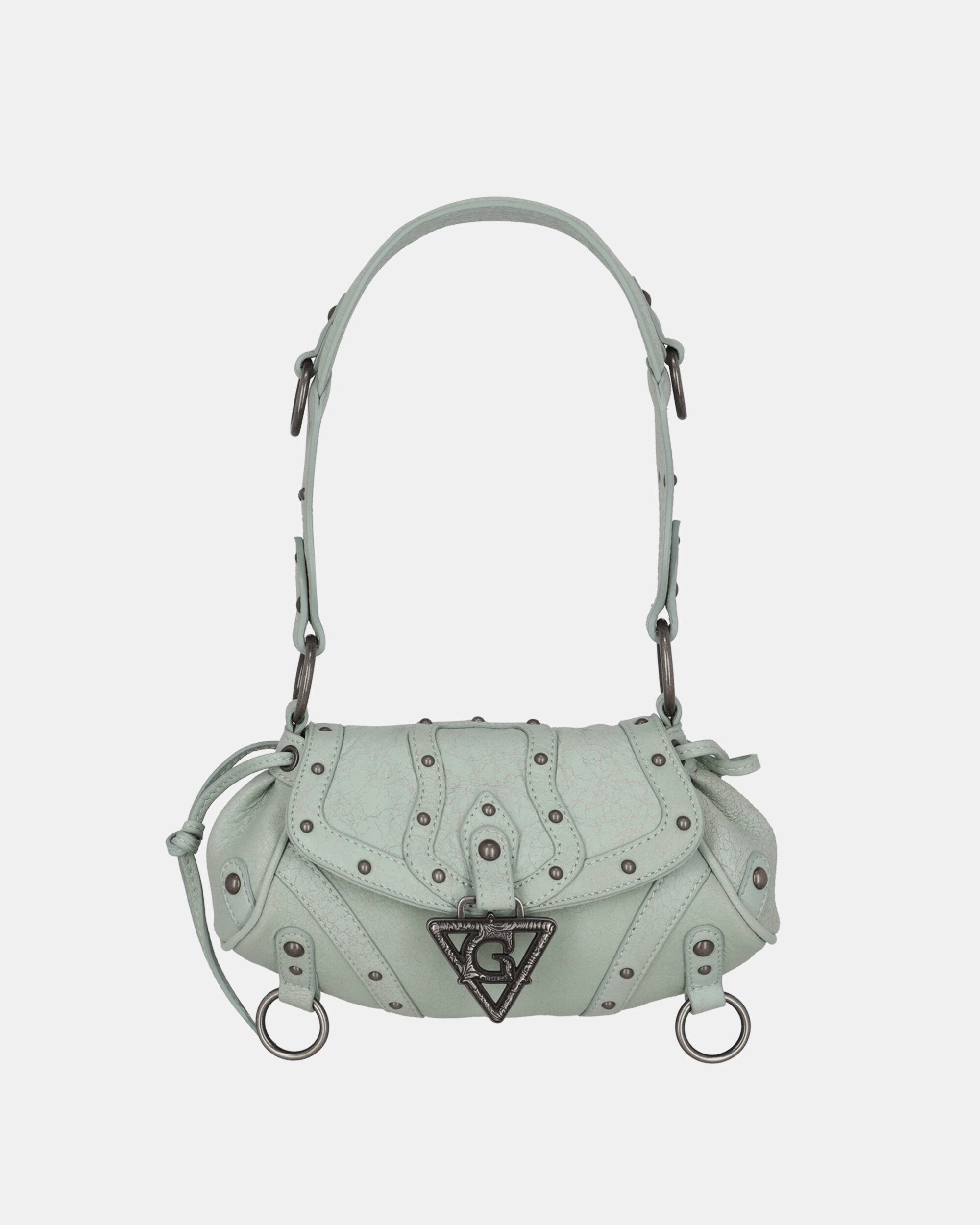 Crackled Leather Shoulder Bag Milkshake Mint