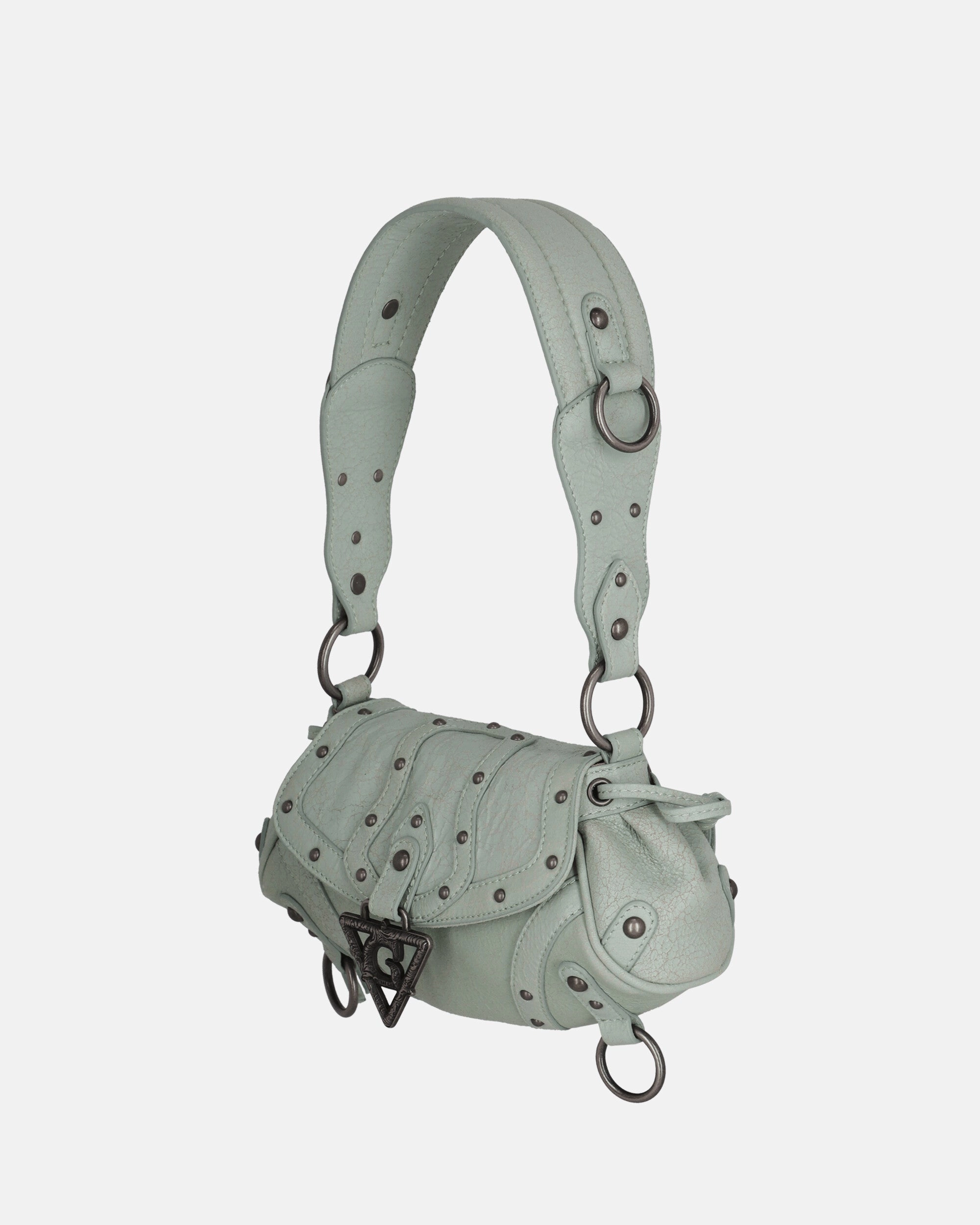 Crackled Leather Shoulder Bag Milkshake Mint