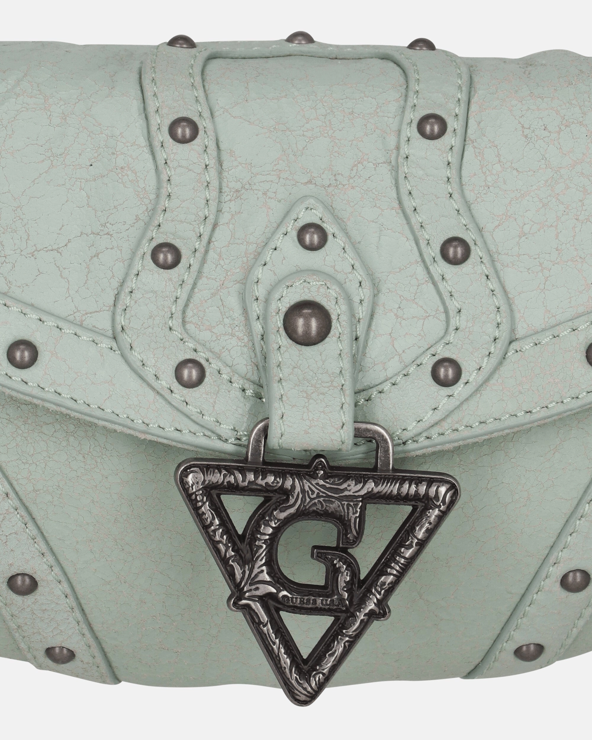 Crackled Leather Shoulder Bag Milkshake Mint