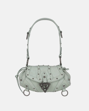 Crackled Leather Shoulder Bag Milkshake Mint