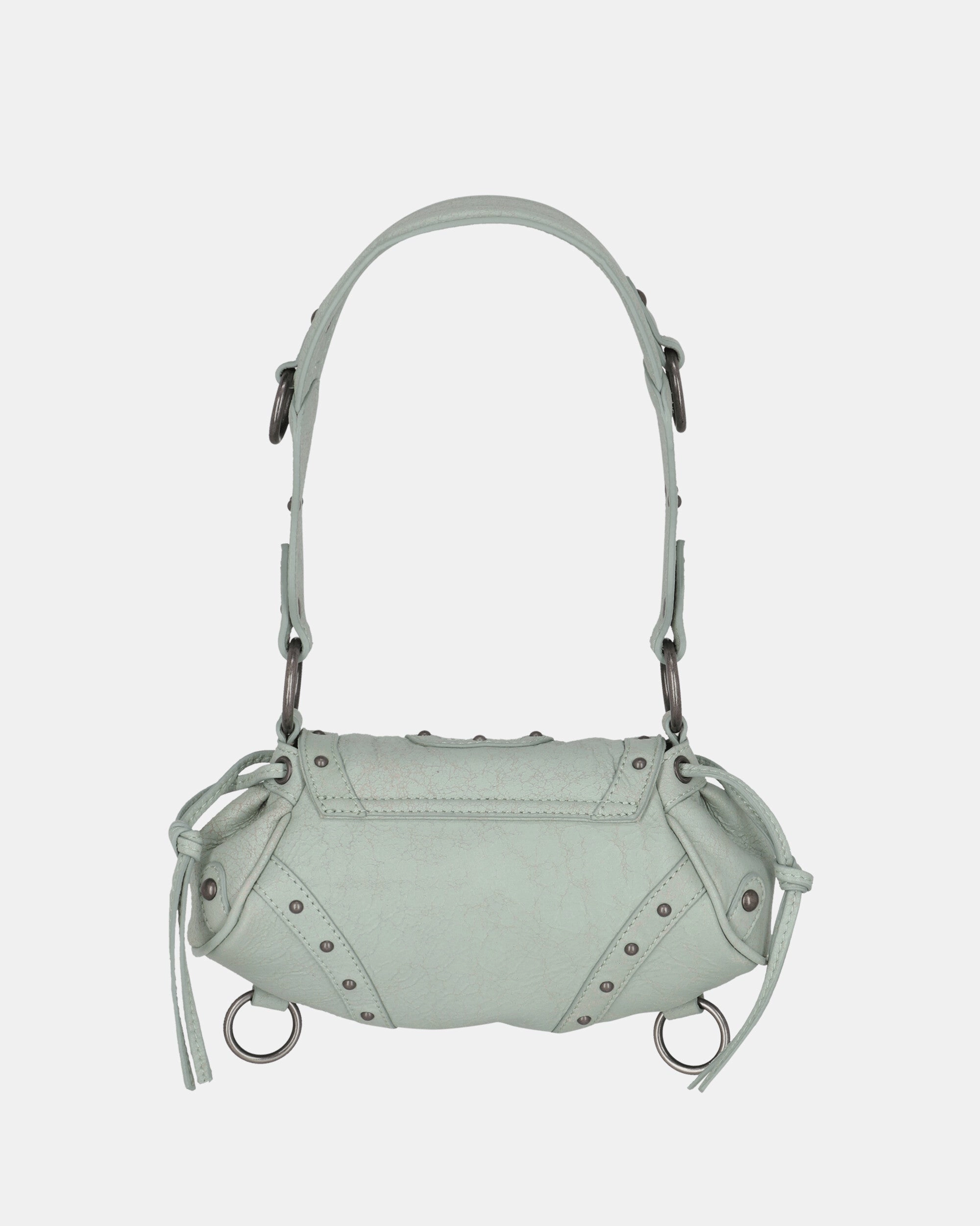 Crackled Leather Shoulder Bag Milkshake Mint