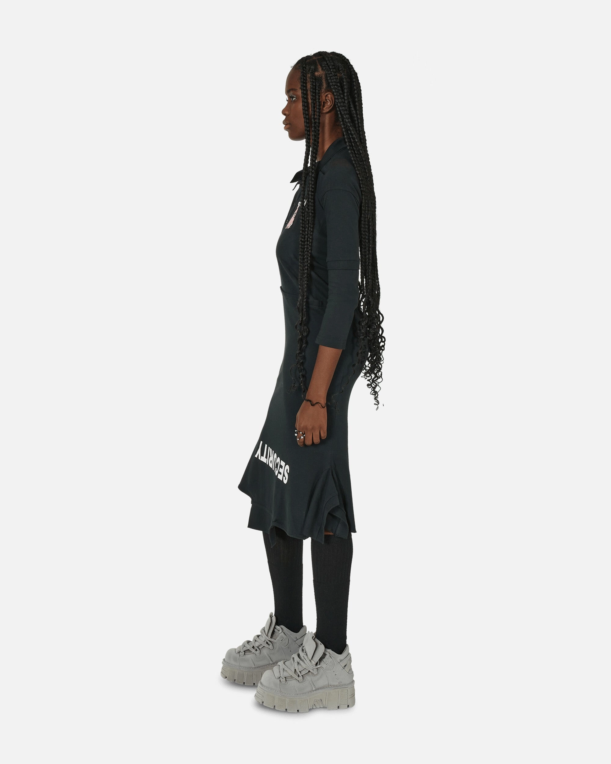 Cut Up Polo Dress Black