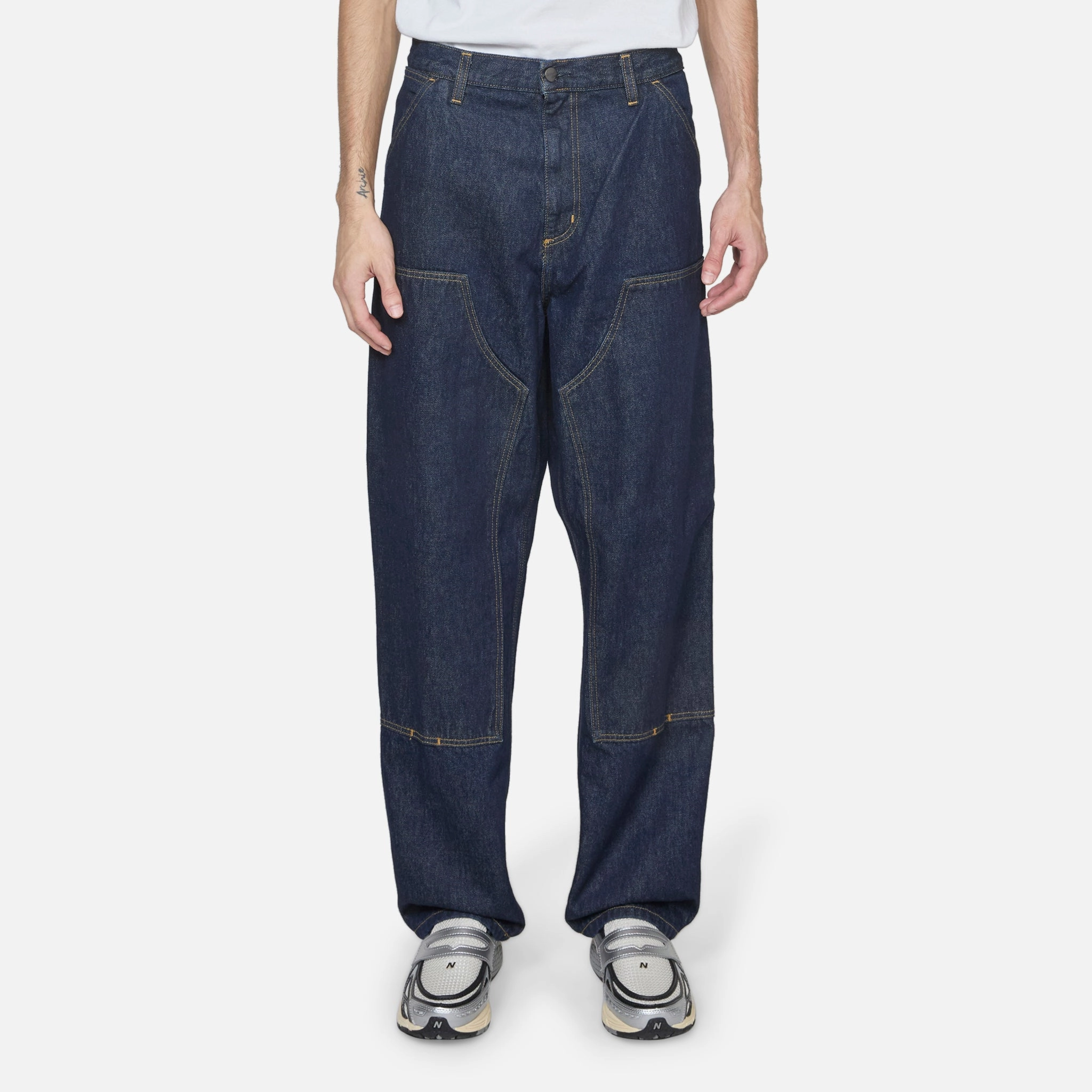 Double Knee Pant Blue Rinsed