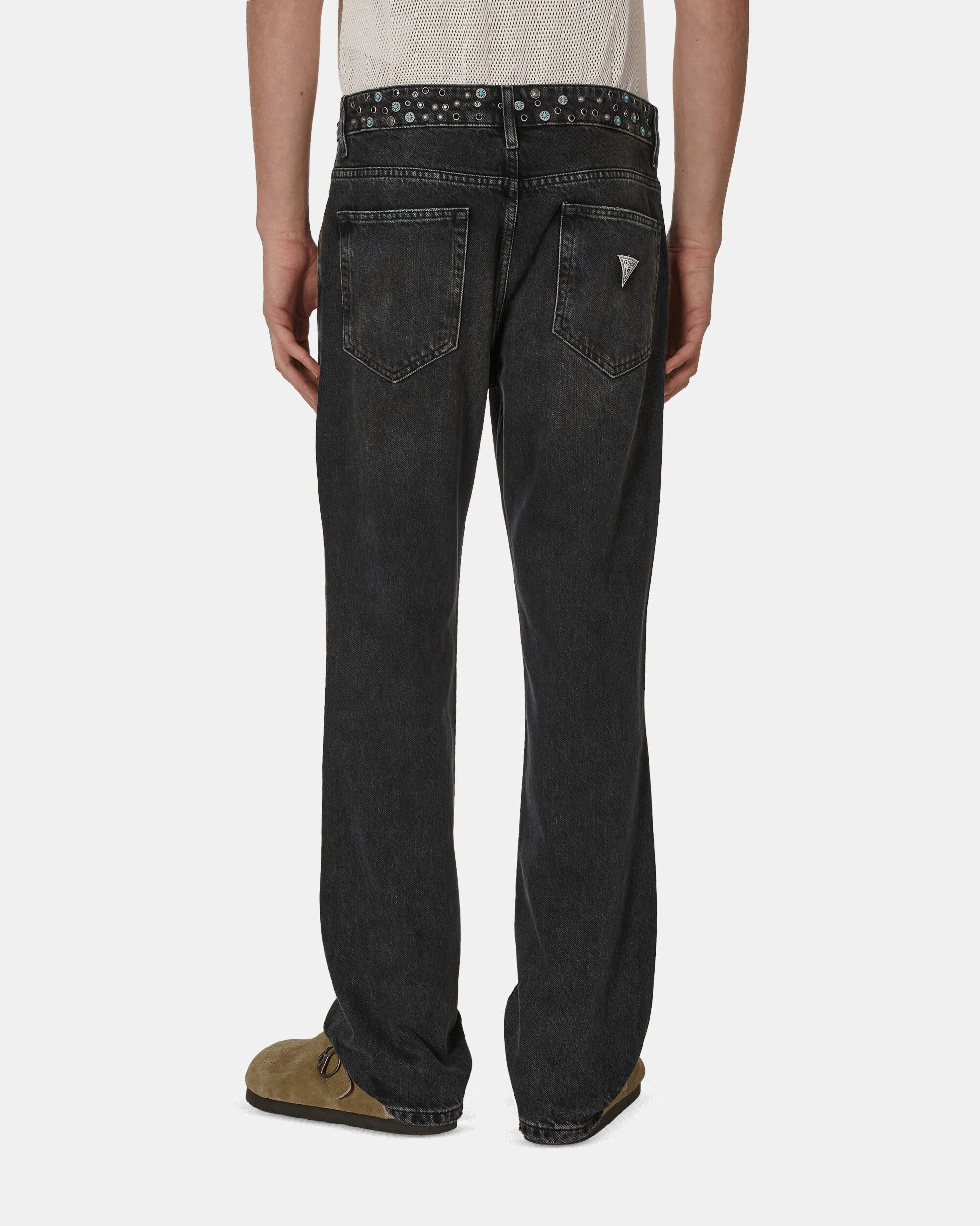 Embellished Flare Pants Aged Black Wash