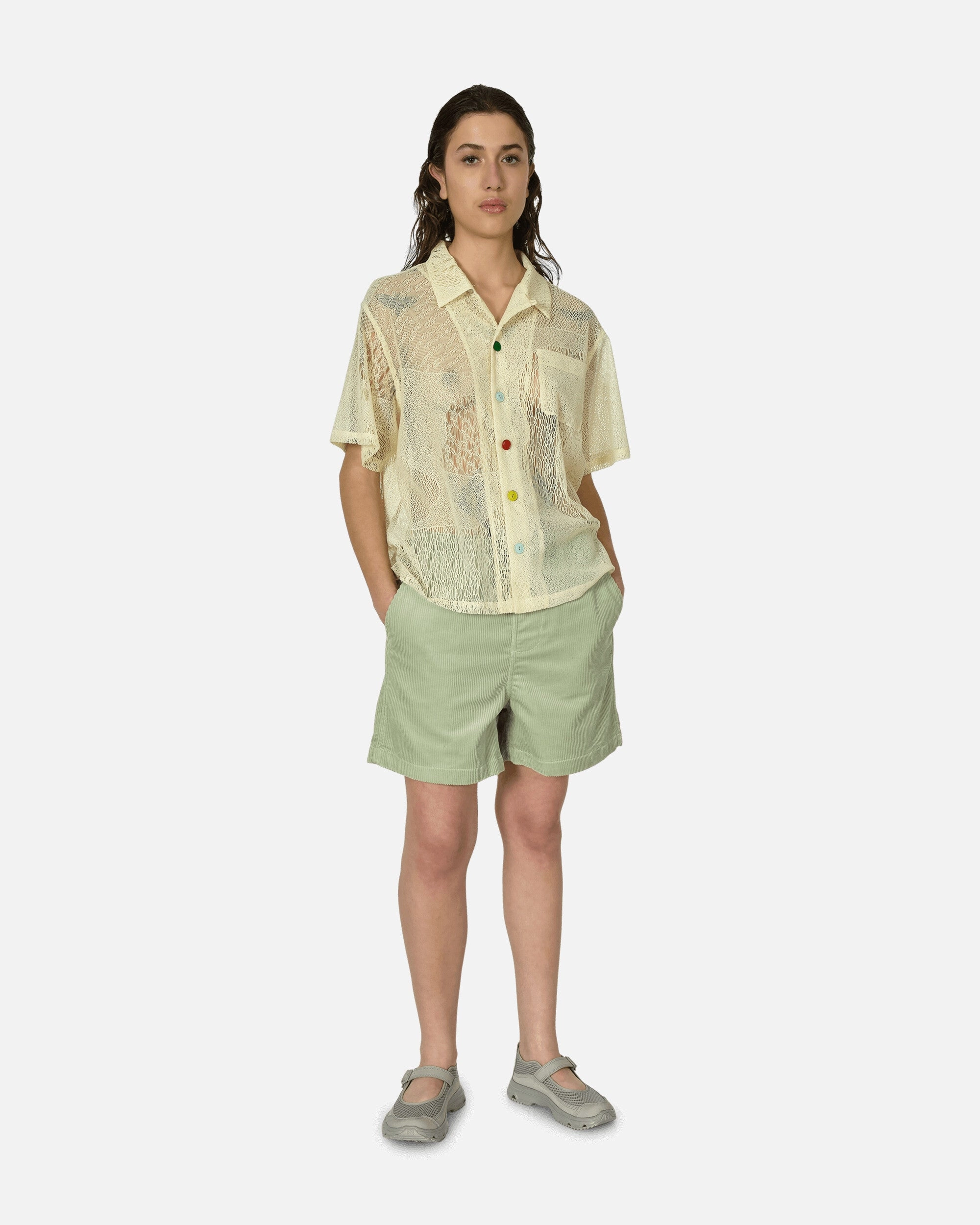 Engineered Mesh Button Shirt Natural