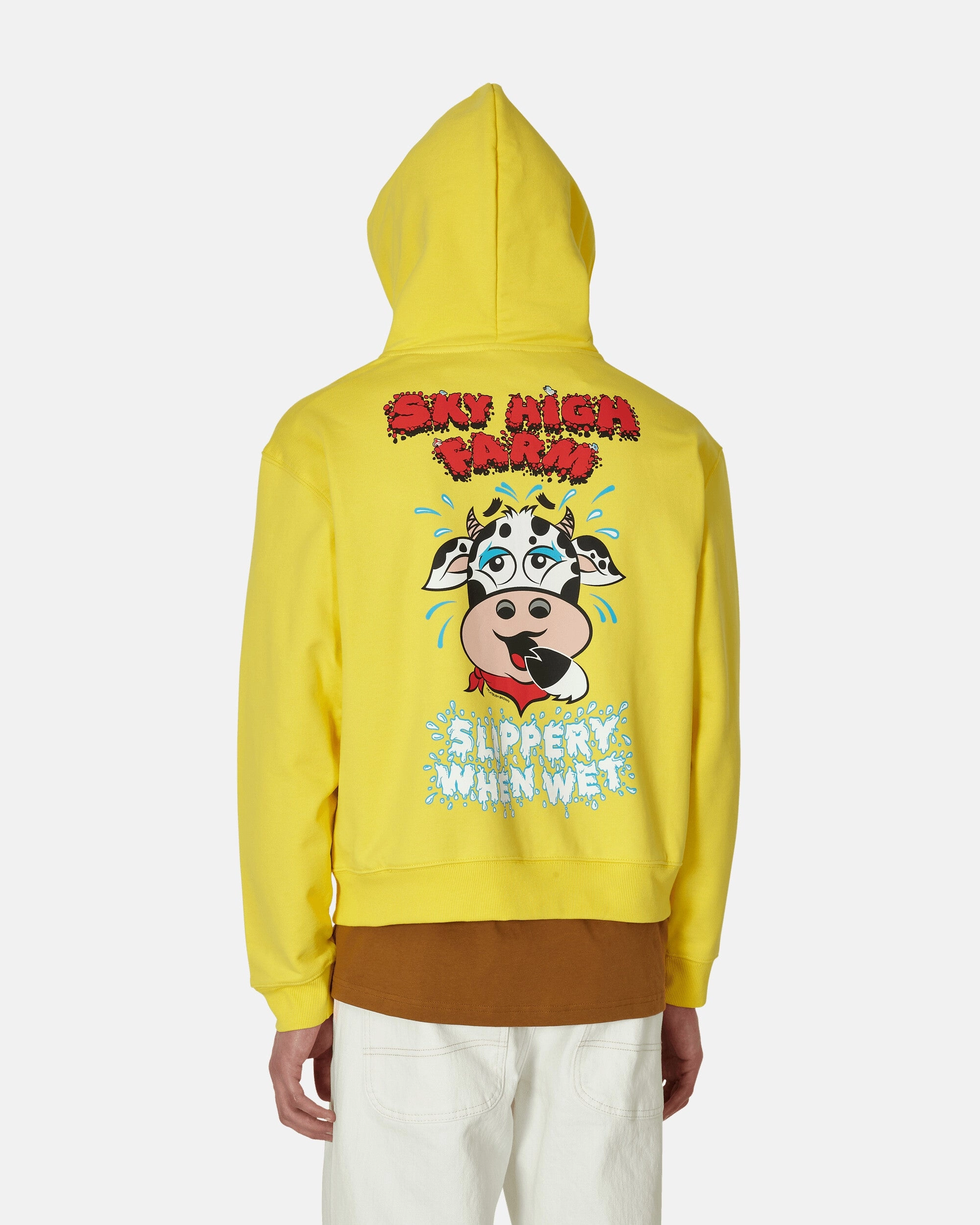 Flatbush Printed Zipped Hooded Sweatshirt Yellow