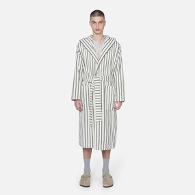 Hooded Bathrobe Striped Racing Green