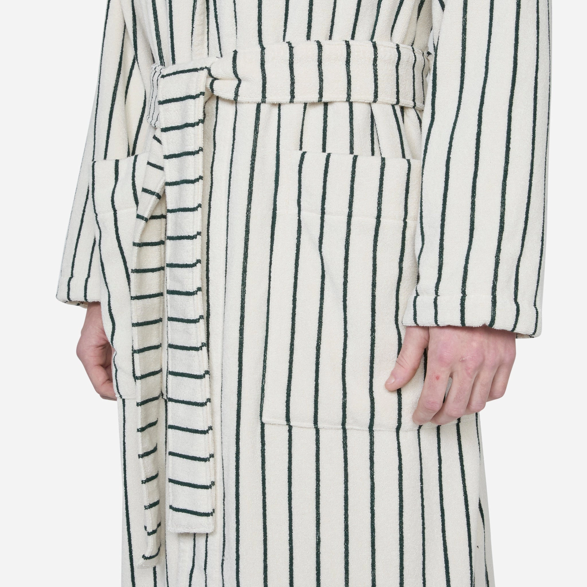 Hooded Bathrobe Striped Racing Green