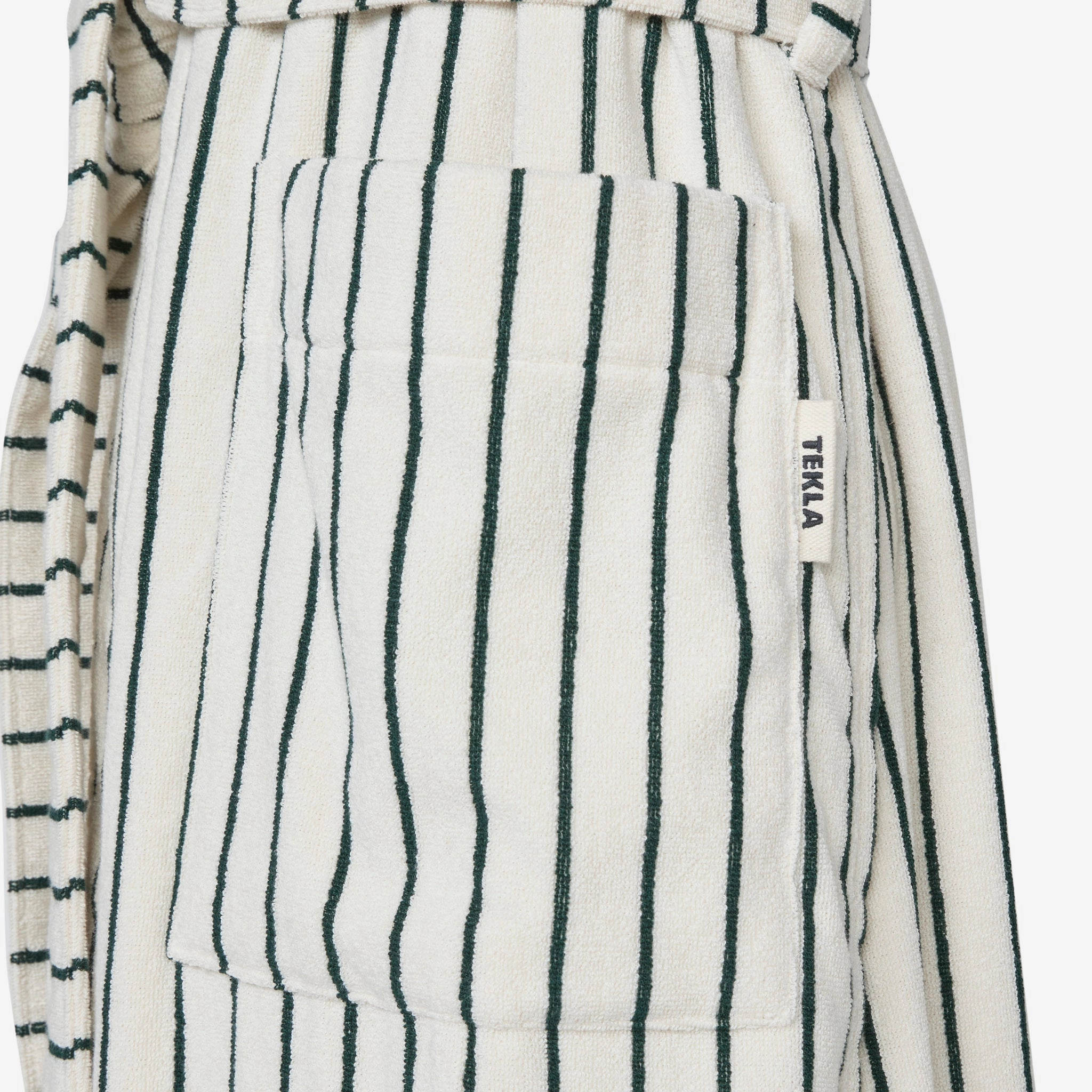 Hooded Bathrobe Striped Racing Green