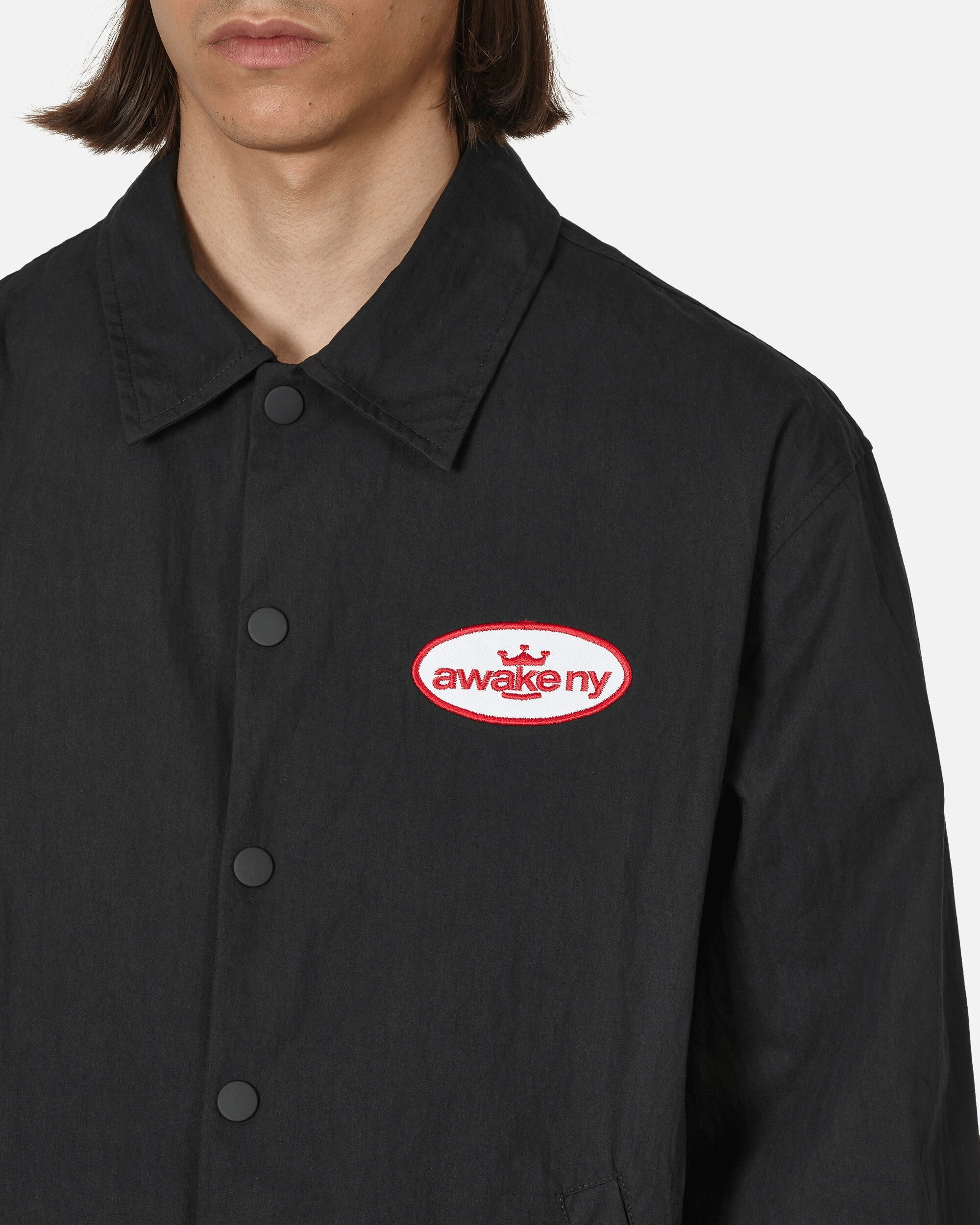 King Logo Twill Coaches Jacket Charcoal