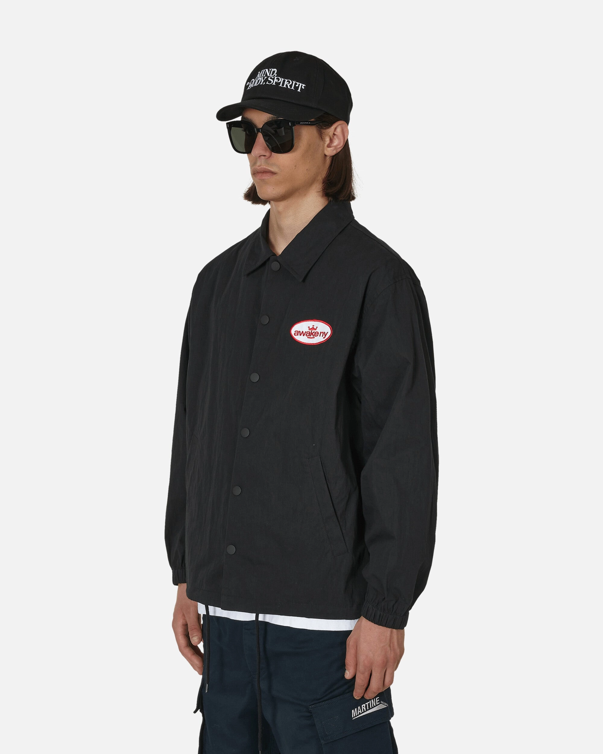 King Logo Twill Coaches Jacket Charcoal