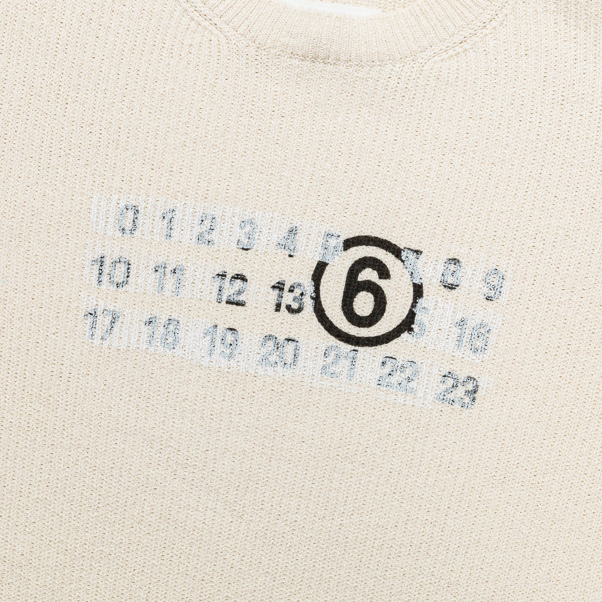 Knitted Crewneck Numbers Motif - Cream