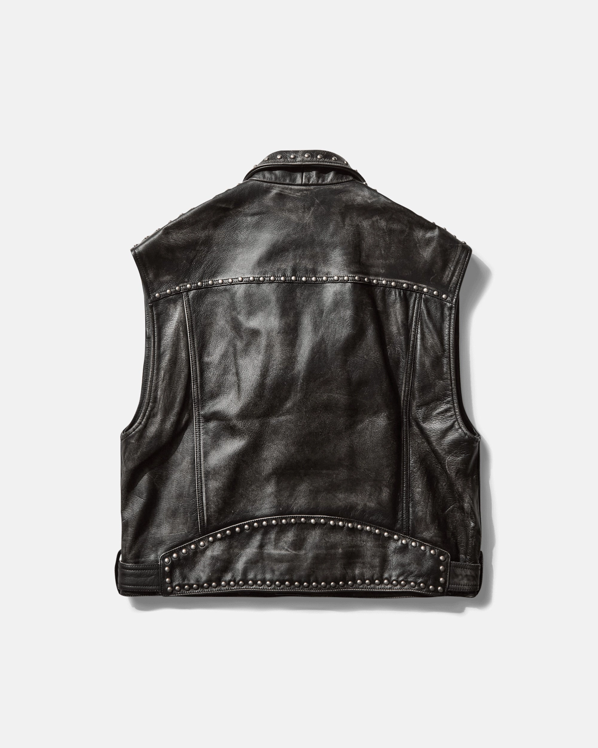 Men's Leather Vest Jet Black