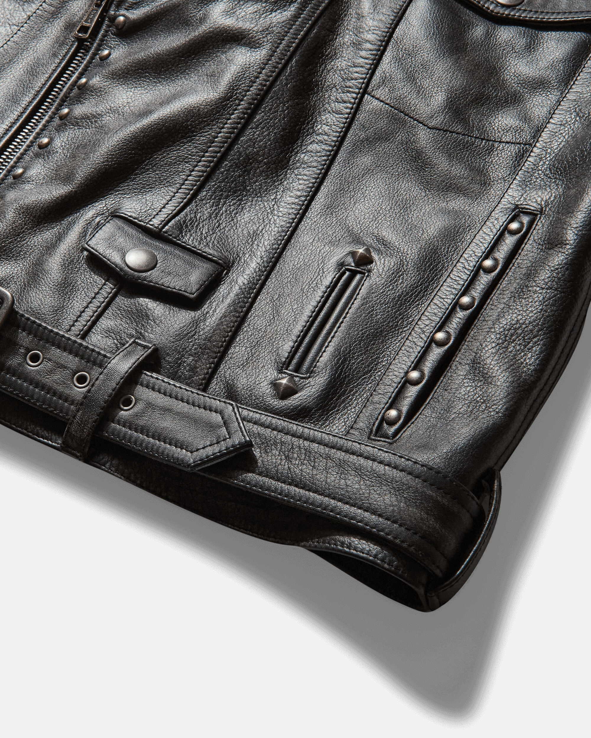 Men's Leather Vest Jet Black