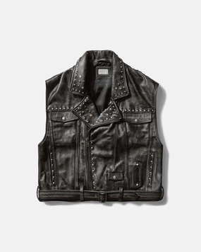 Men's Leather Vest Jet Black