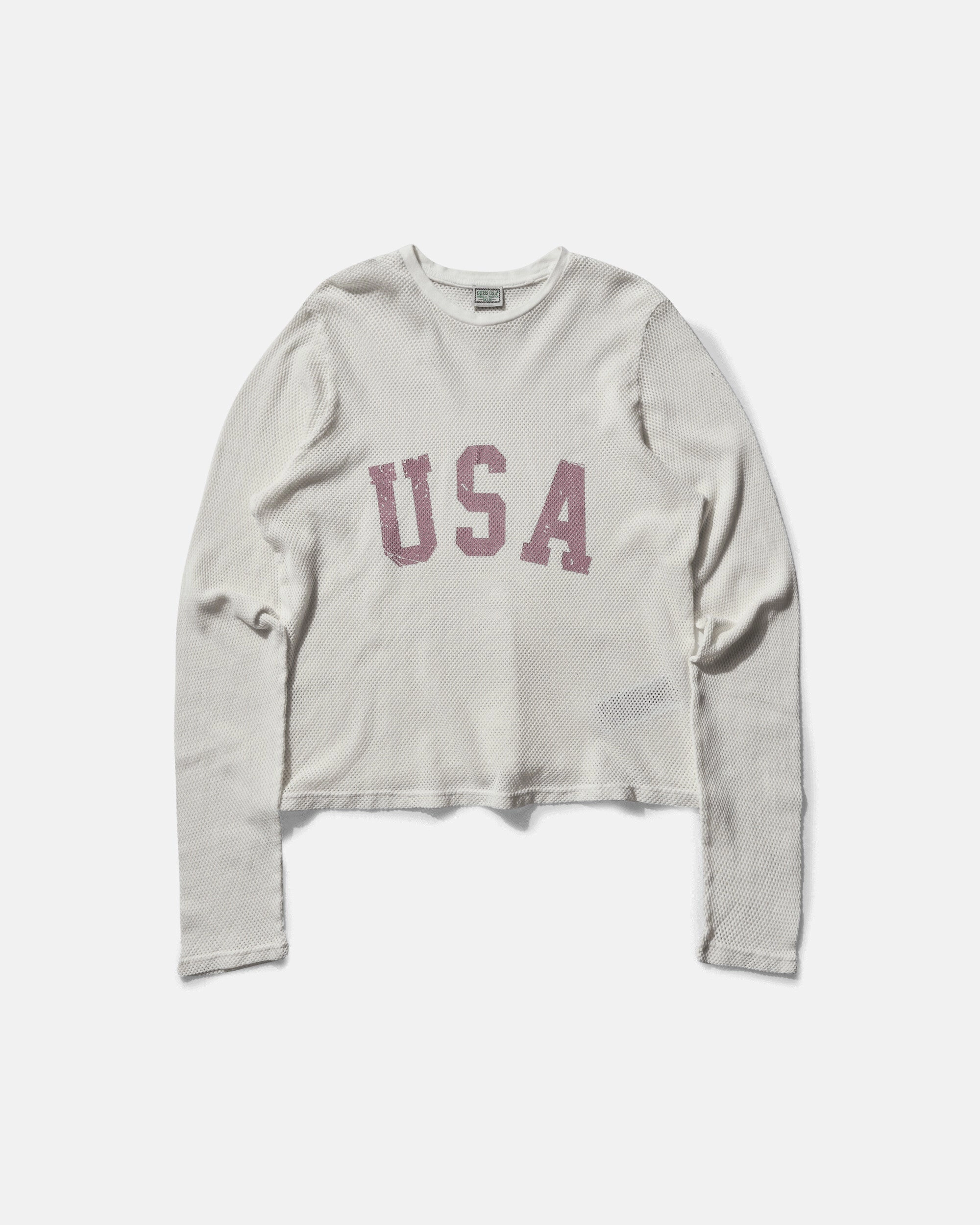 Men's Logo Mesh Longsleeve T-Shirt Pearl White