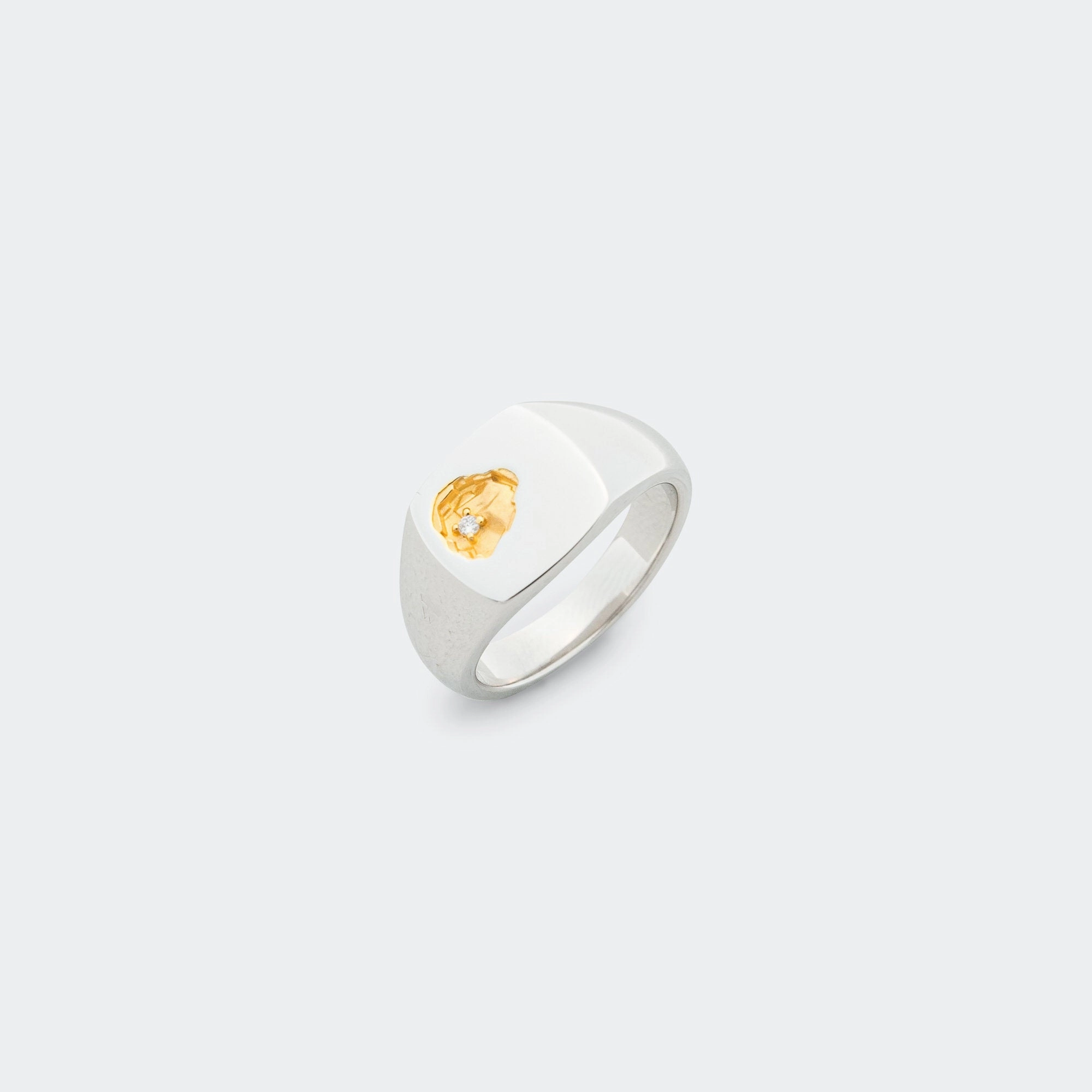 Mined Ring Small Diamond - 925 Silver/18K Gold