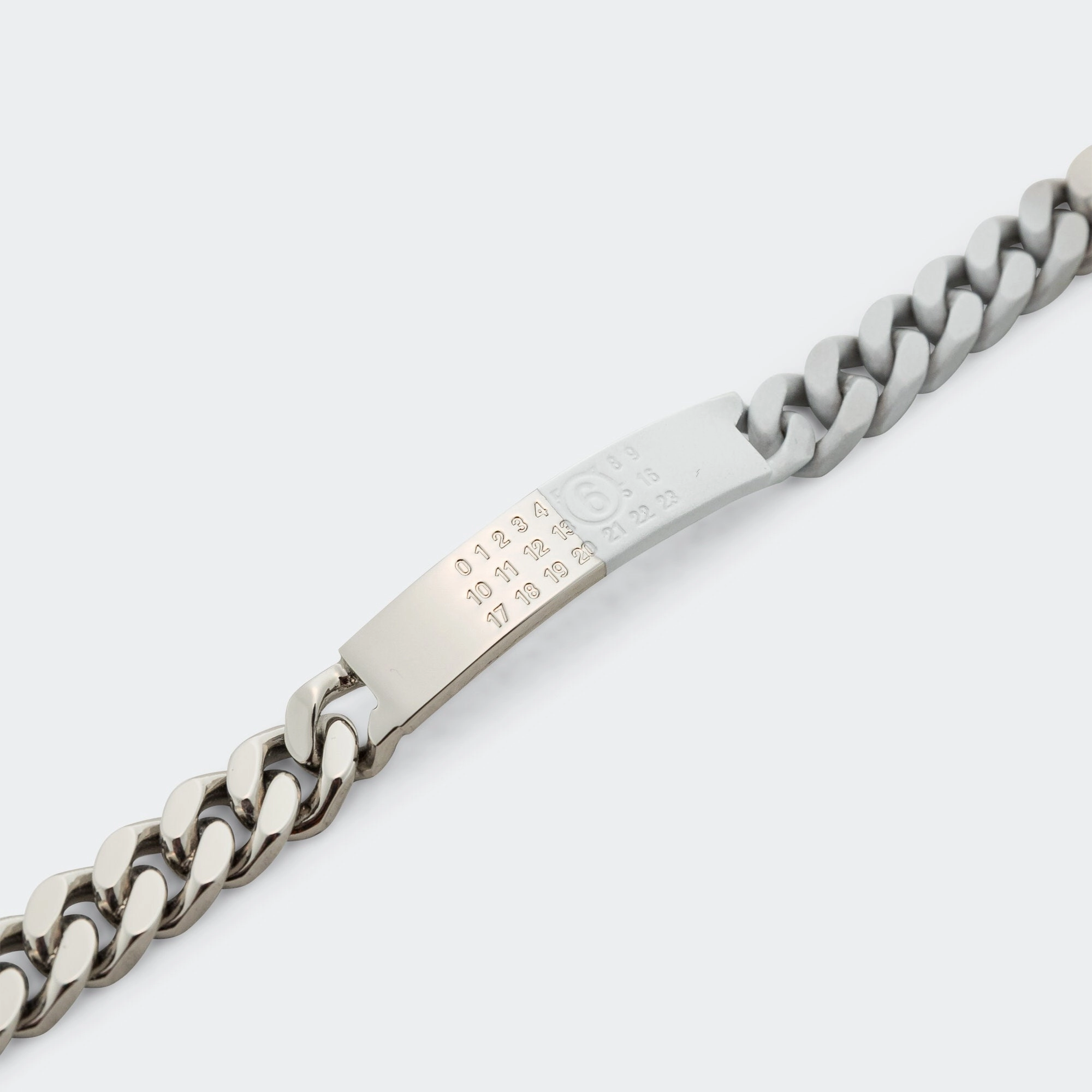 Minimal Logo ID Tag Curb Bracelet - Silver Toned Brass
