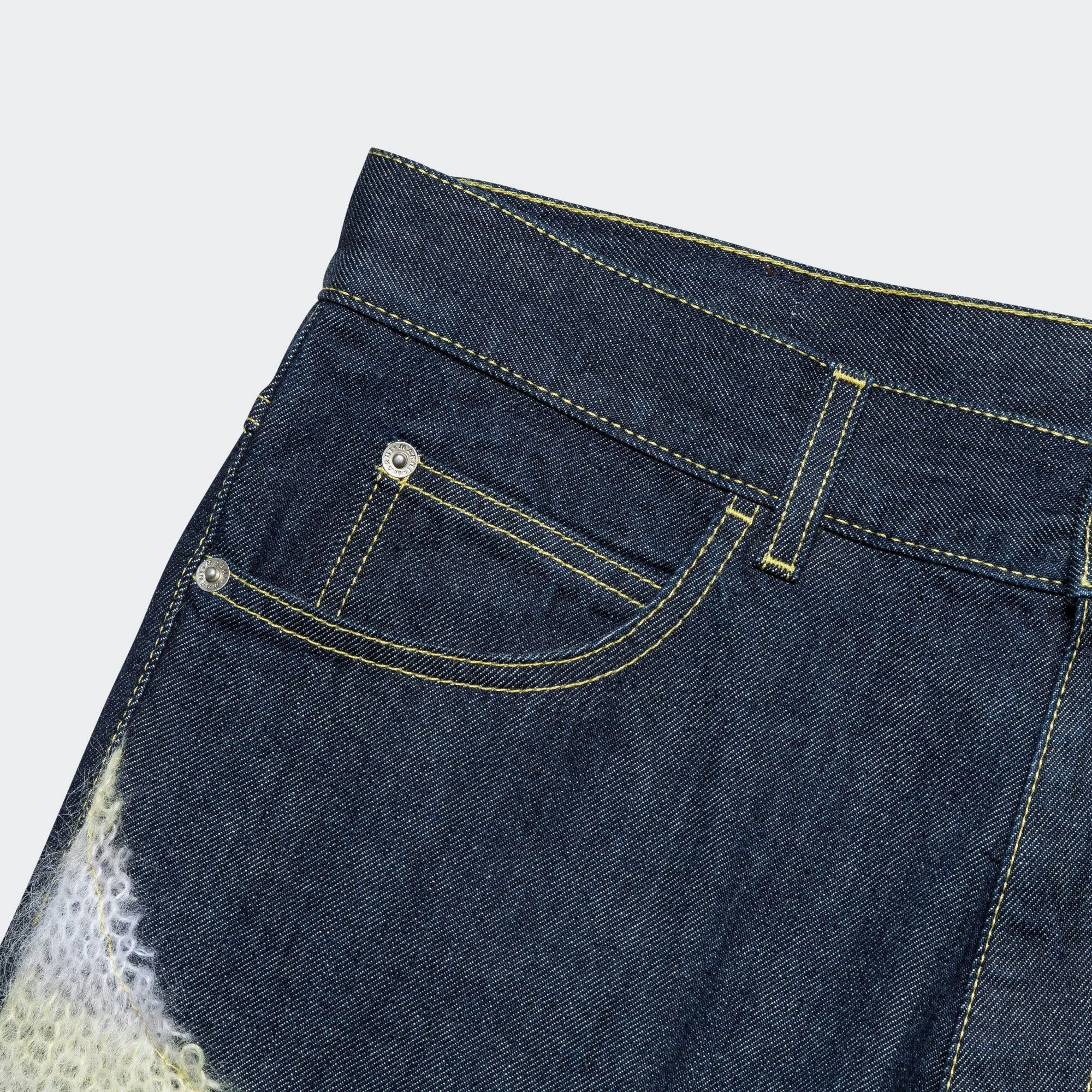 Mohair Patch Denim Jeans - Indigo