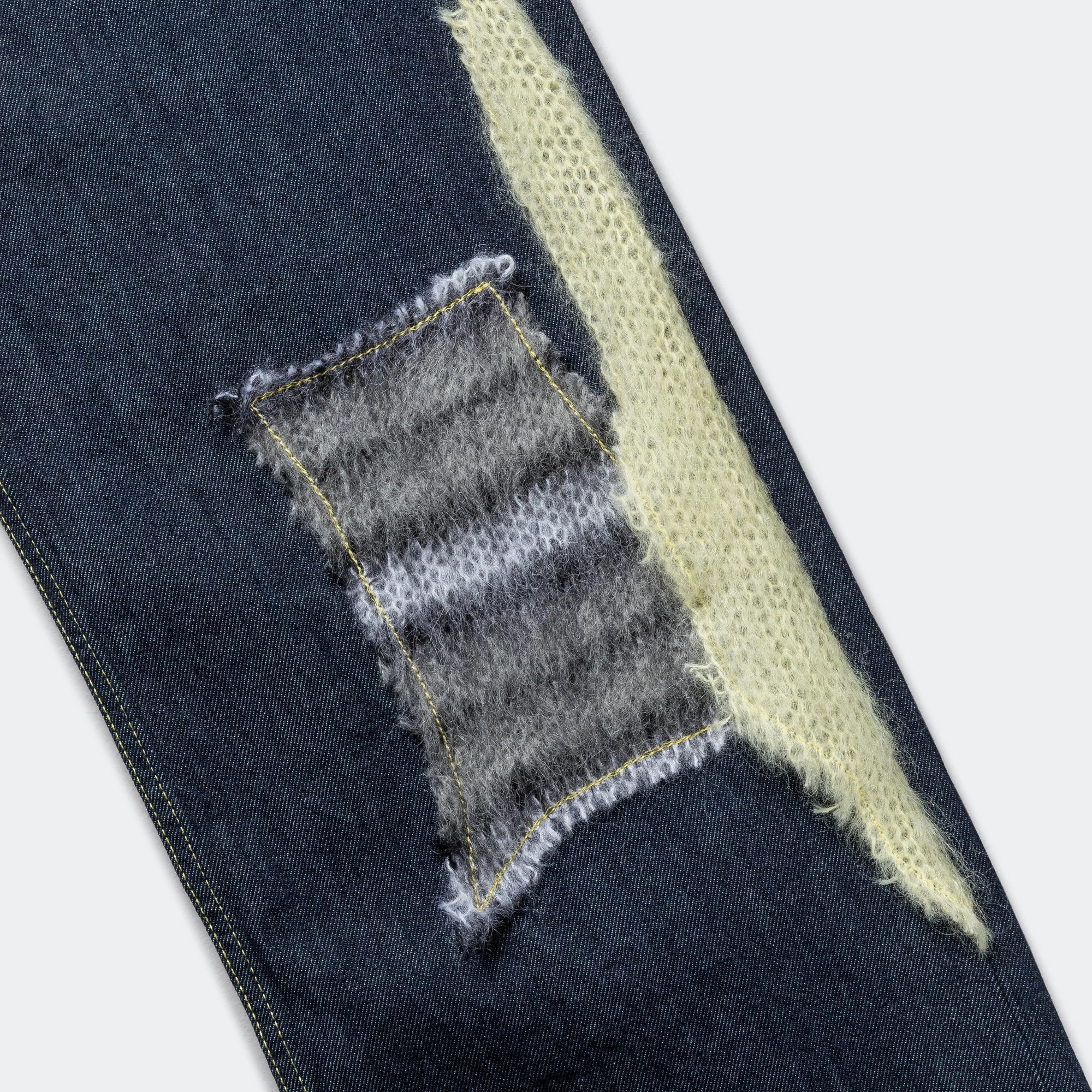 Mohair Patch Denim Jeans - Indigo
