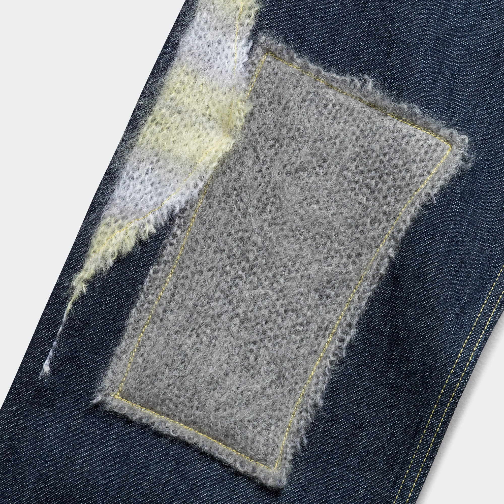 Mohair Patch Denim Jeans - Indigo