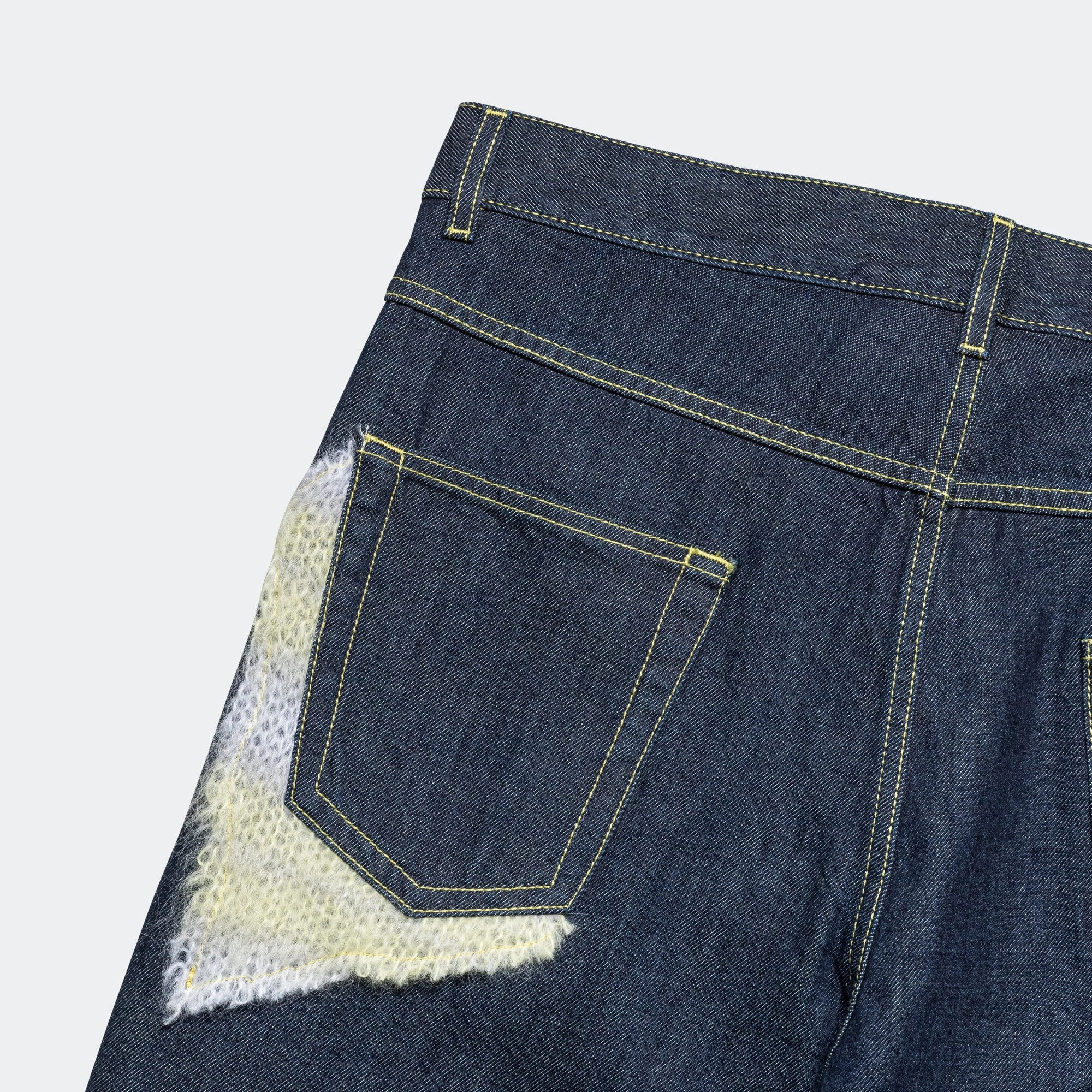 Mohair Patch Denim Jeans - Indigo