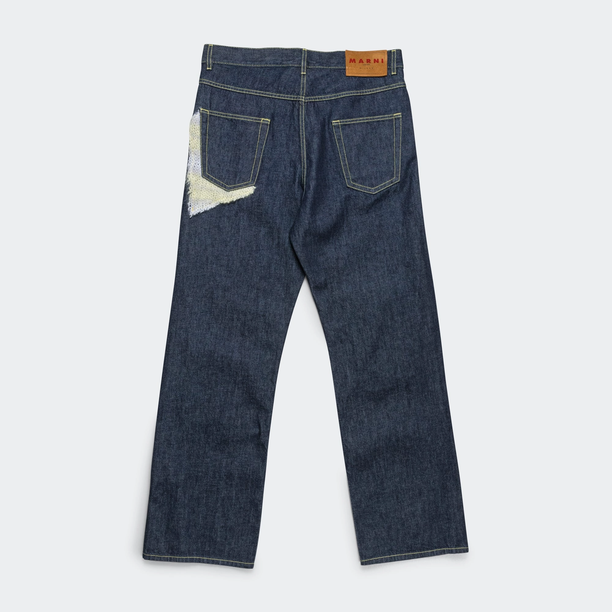 Mohair Patch Denim Jeans - Indigo