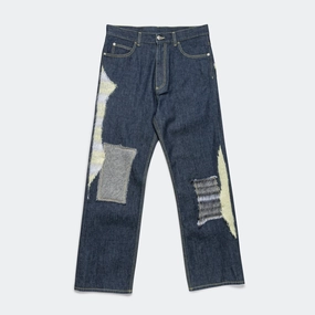 Mohair Patch Denim Jeans - Indigo