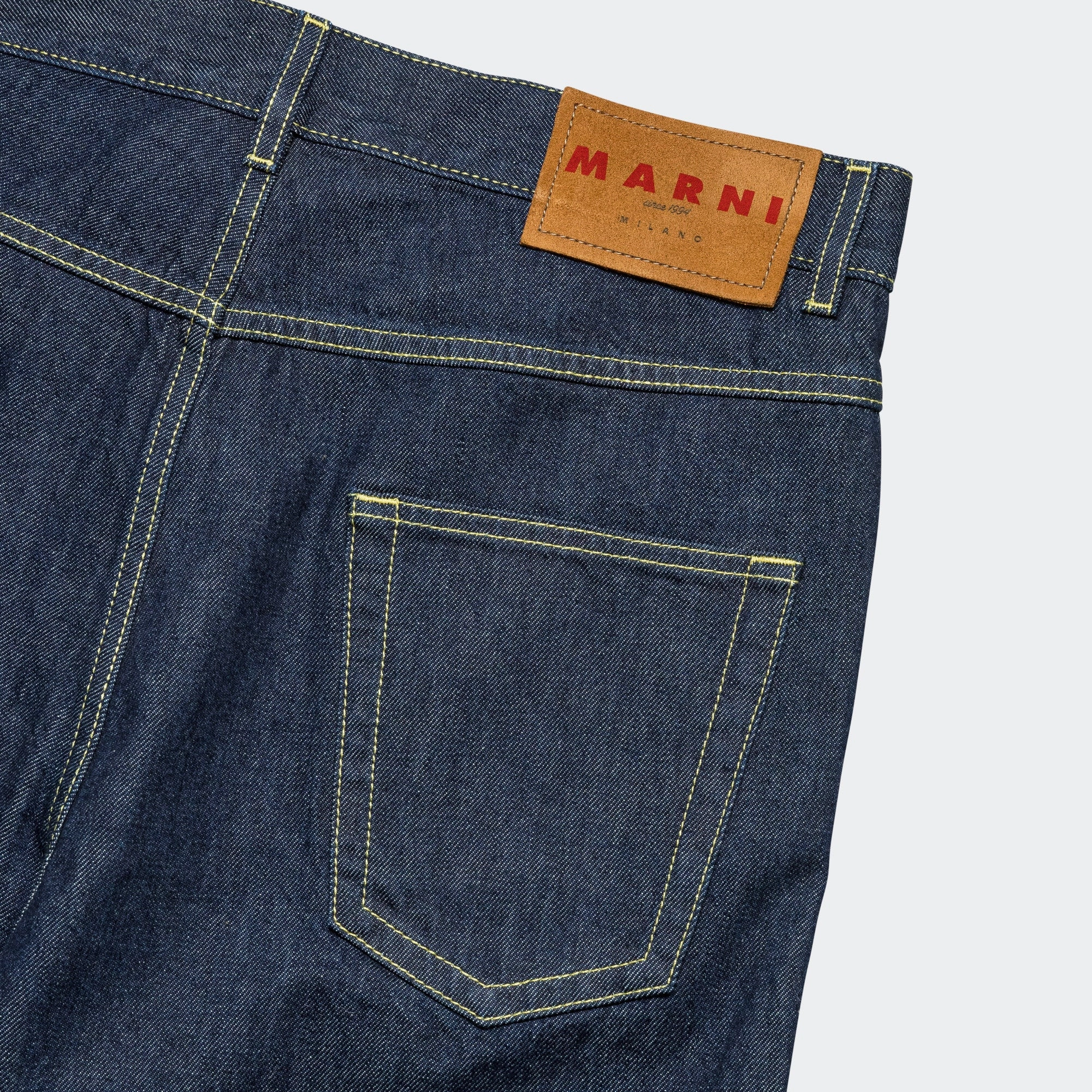 Mohair Patch Denim Jeans - Indigo