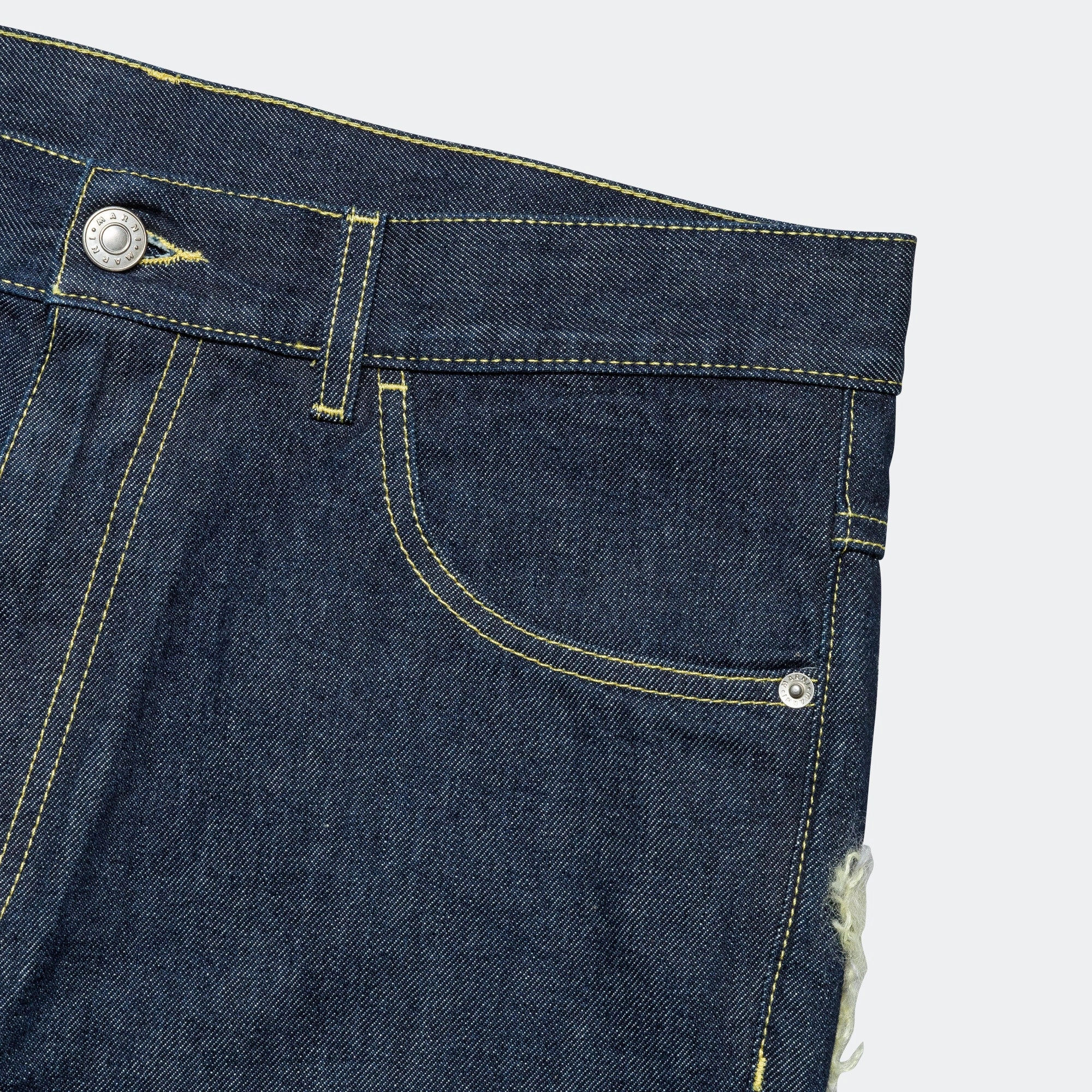 Mohair Patch Denim Jeans - Indigo