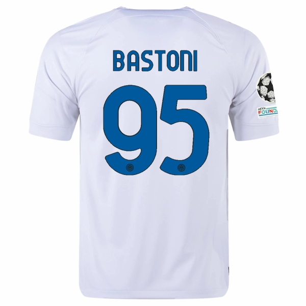 Nike Inter Milan Alessandro Bastoni Away Jersey w/ Champions League   Copa Italia Patches 23/24 (White/Lyon Blue)