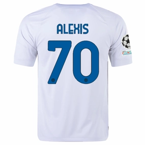 Nike Inter Milan Alexis Sanchez Away Jersey w/ Champions League   Copa Italia Patches 23/24 (White/Lyon Blue)