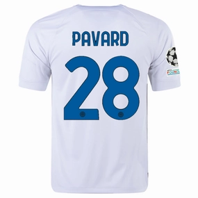 Nike Inter Milan Benjamin Pavard Away Jersey w/ Champions League   Copa Italia Patches 23/24 (White/Lyon Blue)