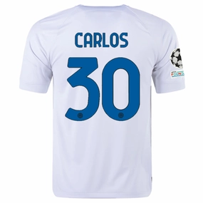 Nike Inter Milan Carlos Away Jersey w/ Champions League   Copa Italia Patches 23/24 (White/Lyon Blue)