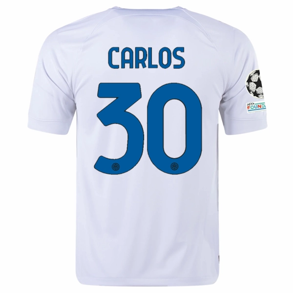 Nike Inter Milan Carlos Away Jersey w/ Champions League   Copa Italia Patches 23/24 (White/Lyon Blue)