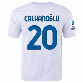 Nike Inter Milan Hakan Çalhanoğlu Away Jersey w/ Series A   Copa Italia Patches 23/24 (White/Lyon Blue)