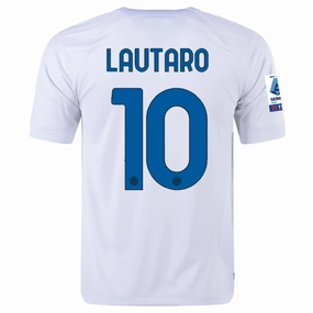 Nike Inter Milan Lautaro Martinez Away Jersey w/ Series A   Copa Italia Patches 23/24 (White/Lyon Blue)