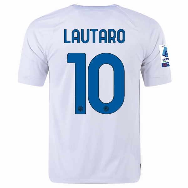 Nike Inter Milan Lautaro Martinez Away Jersey w/ Series A   Copa Italia Patches 23/24 (White/Lyon Blue)